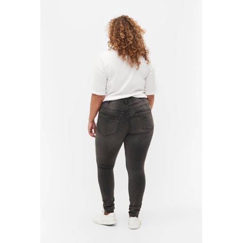Zizzi high waist slim fit jeans AMY grey denim afbeelding
