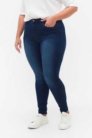 high waist slim fit jeans AMY dark blue denim