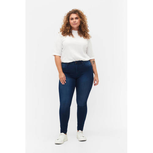 Zizzi high waist slim fit jeans AMY dark blue denim afbeelding