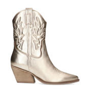 thumbnail: Gouden dames Manfield leren cowboylaarzen met western hak en ritssluiting