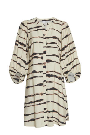A-lijn jurk Florella  met all over print ecru/bruin