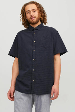slim fit overhemd JORABEL Plus Size met all over print donkerblauw