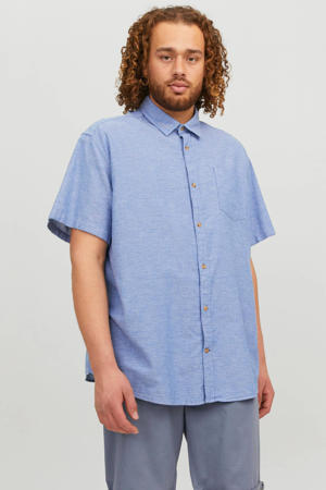 slim fit overhemd JORABEL Plus Size met all over print blauw