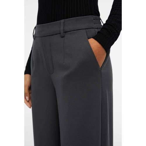 OBJECT wide leg pantalon OBJLISA van polyester grijs afbeelding