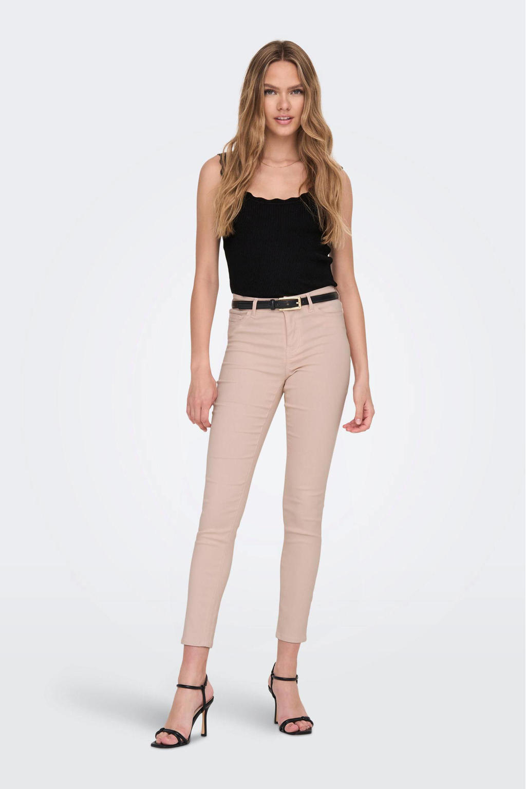 Zwarte dames JDY ribgebreide top van viscose met effen en ronde hals