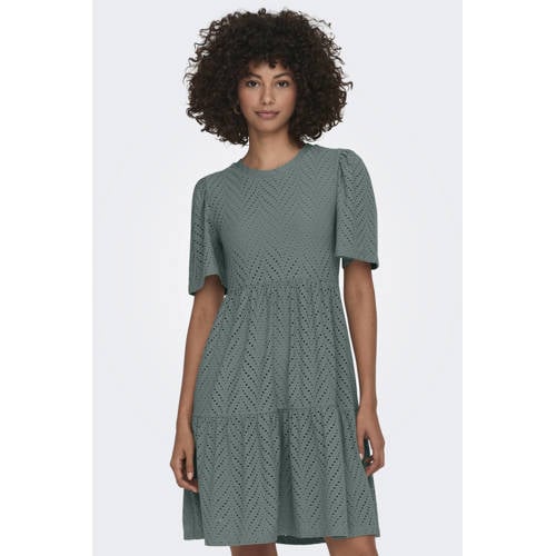 JDY trapeze jurk JDYCARLA met volant groen afbeelding