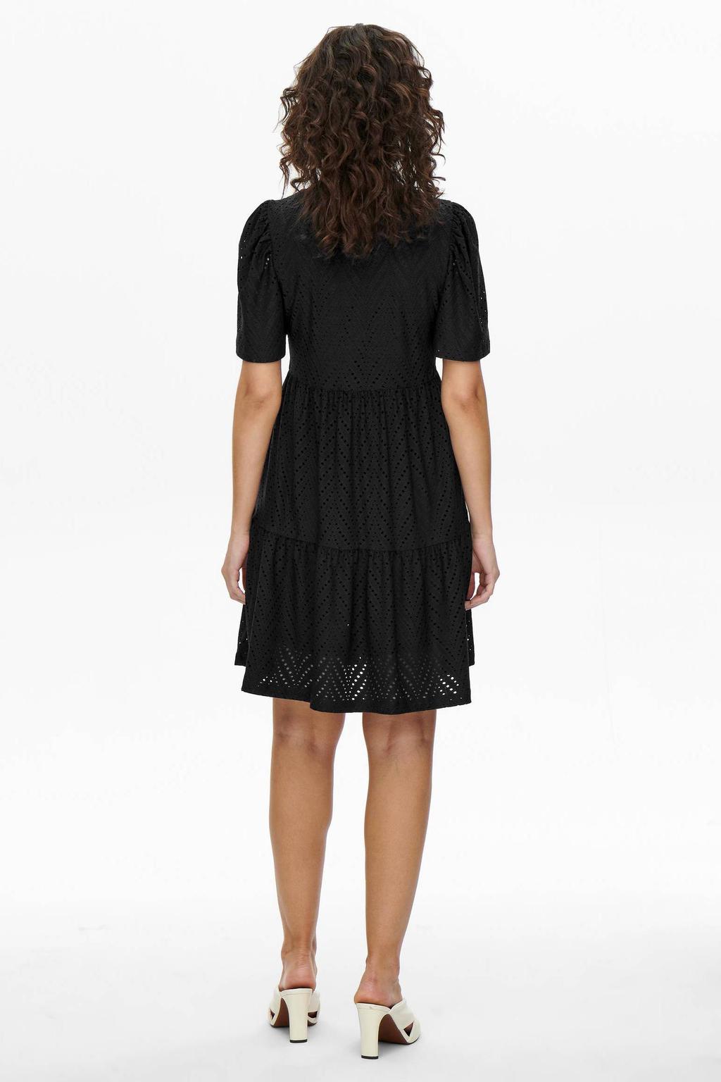 JDY trapeze jurk JDYCARLA met volant zwart