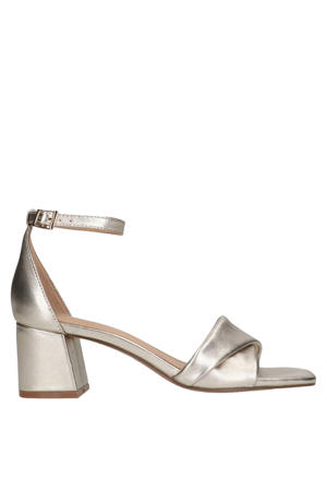 leren sandalettes goud