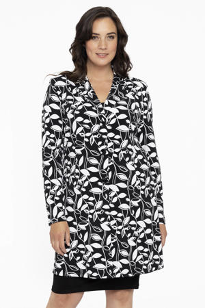 bladprint blazer DOLCE van travelstof zwart/wit