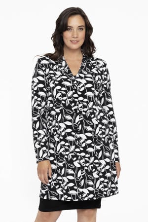bladprint blazer DOLCE van travelstof zwart/wit