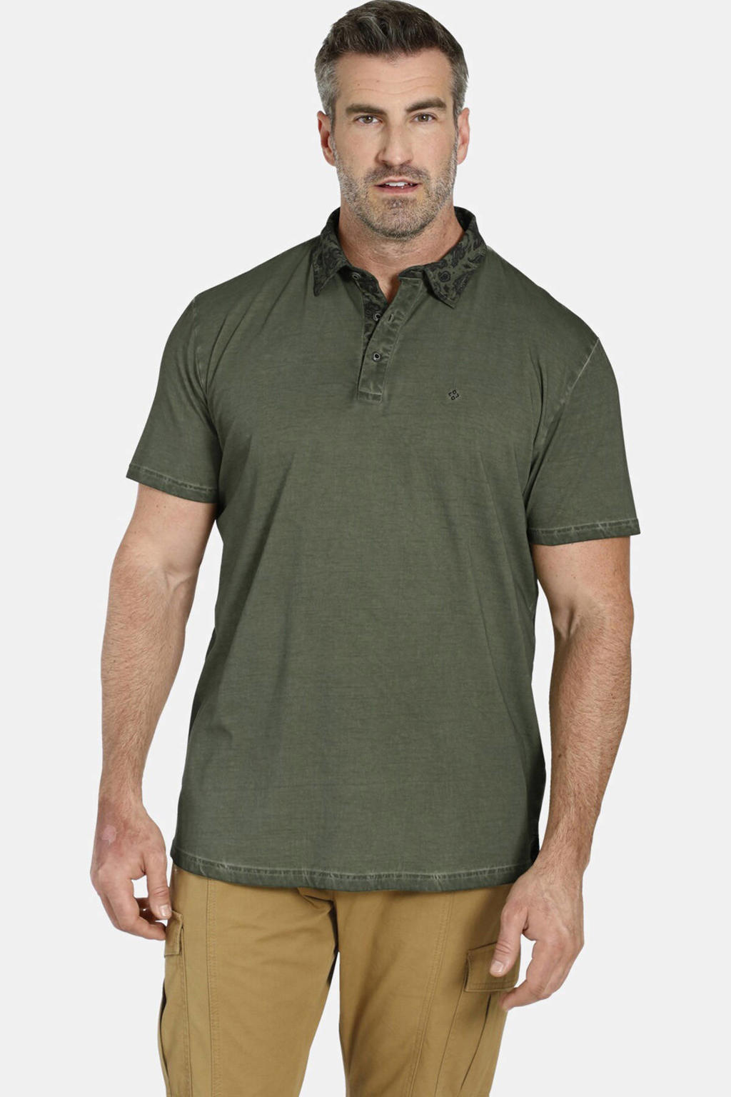 Charles Colby regular fit polo EARL KINNET Plus Size kaki