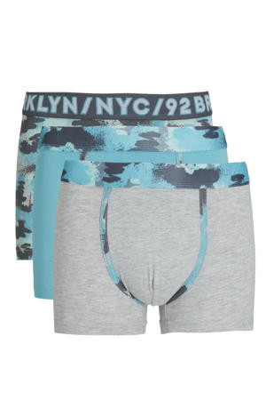 boxers - set van 3 blauw/grijs/all over print