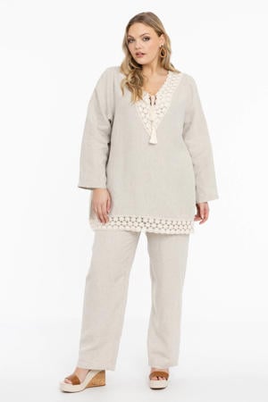 linnen loose fit broek lichtbruin