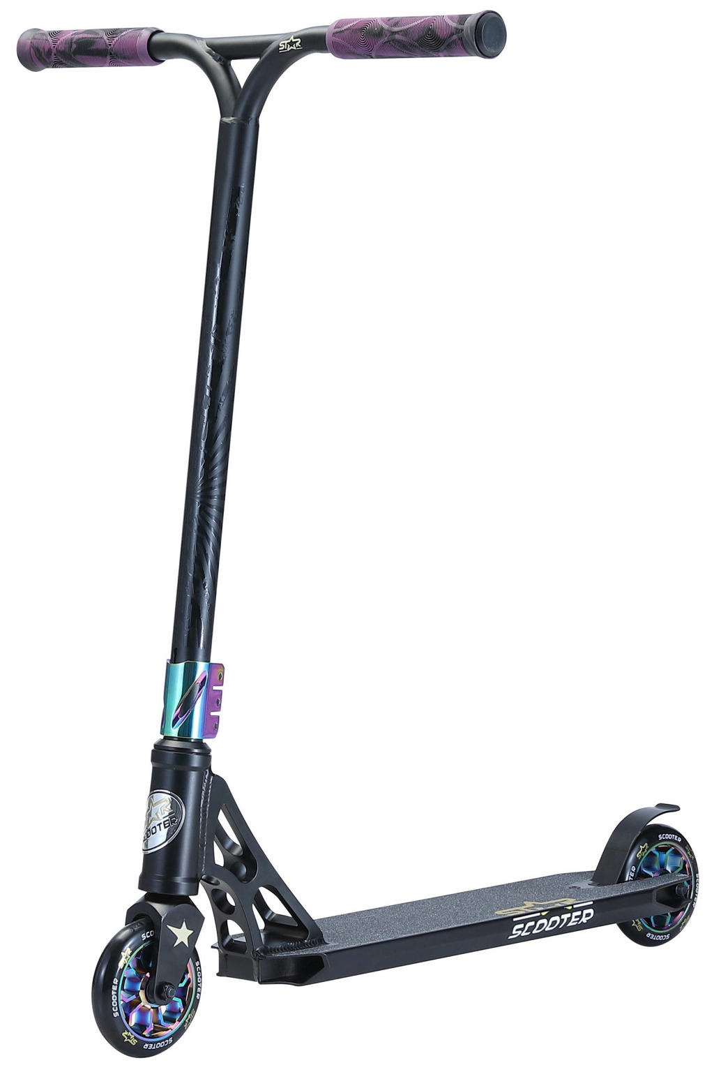 STAR SCOOTER  Freestyle Jump alu stuntstep, 110mm Pro Trick Roller, zwart chroom