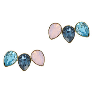 gold plated oorbellen met Swarovski kristallen Triple Leaf