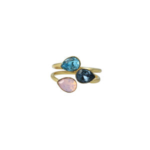 gold plated ring met Swarovksi kristallen Triple Leaf