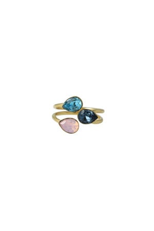 gold plated ring met Swarovksi kristallen Triple Leaf