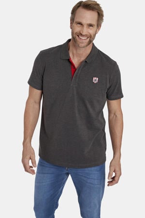 regular fit polo NISSE Plus Size met logo grijs