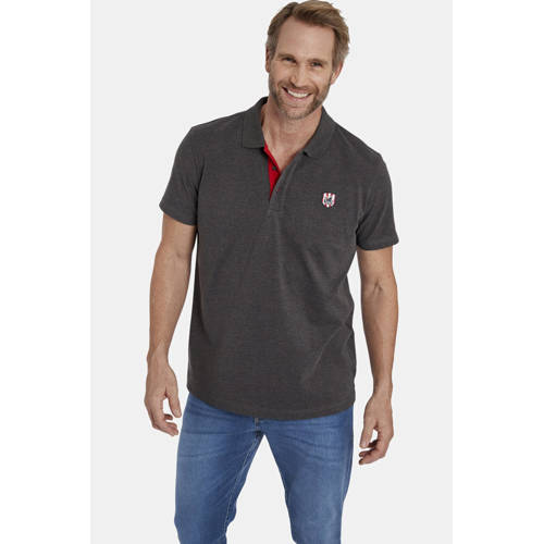 Jan Vanderstorm regular fit polo NISSE Plus Size met logo grijs afbeelding