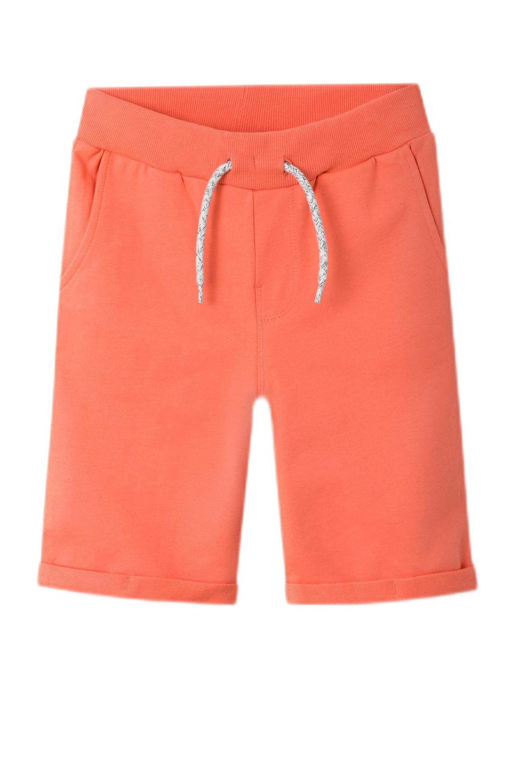 Oranje jongens en meisjes NAME IT KIDS sweatshort met regular fit, regular waist, elastische tailleband met koord en effen