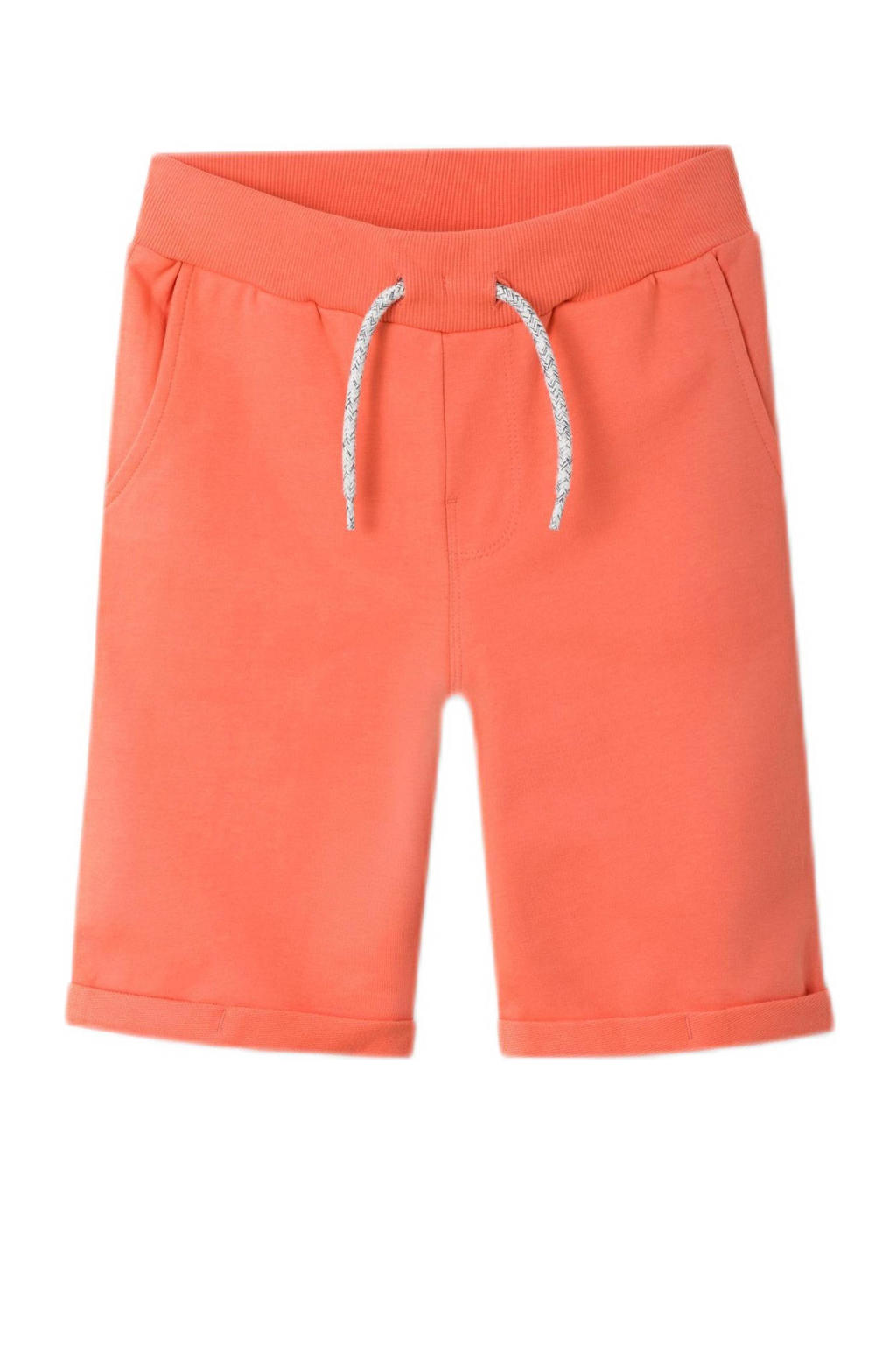 Oranje jongens en meisjes NAME IT KIDS sweatshort met regular fit, regular waist, elastische tailleband met koord en effen