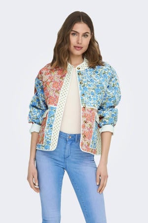 quilted jas LSUGIGI met all over print blauw/rood/wit