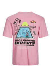 thumbnail: JACK & JONES ORIGINALS regular fit T-shirt JORBUSINESS met backprint prism pink