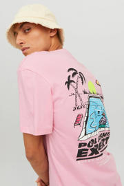 thumbnail: JACK & JONES ORIGINALS regular fit T-shirt JORBUSINESS met backprint prism pink