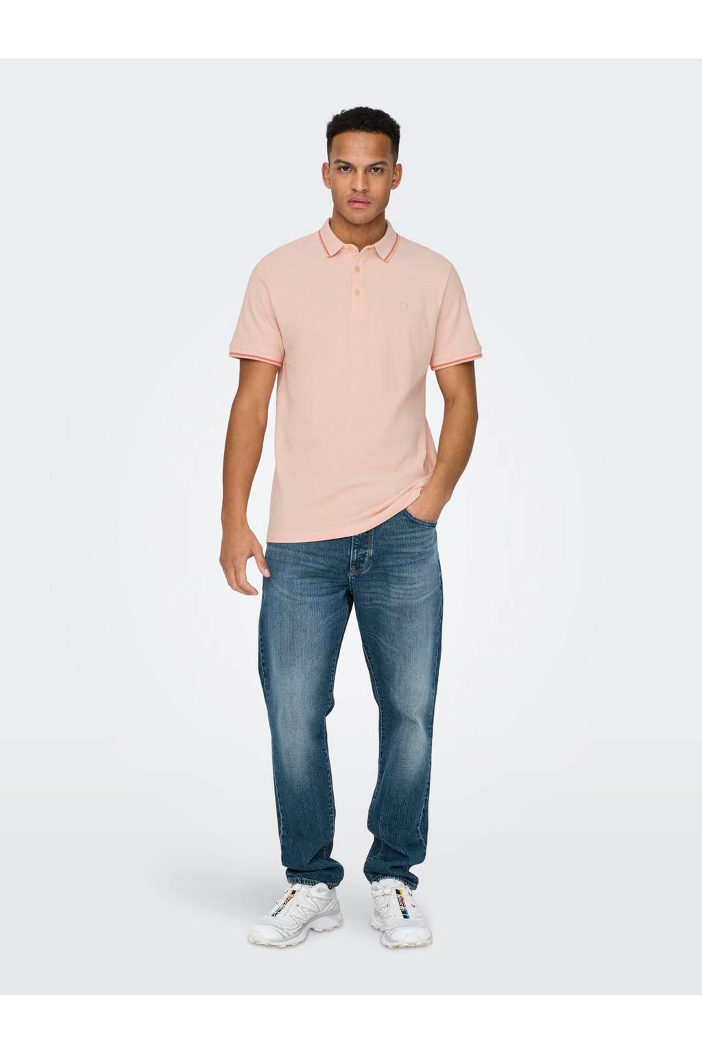 ONLY & SONS slim fit polo ONSFLETCHER peach nectar