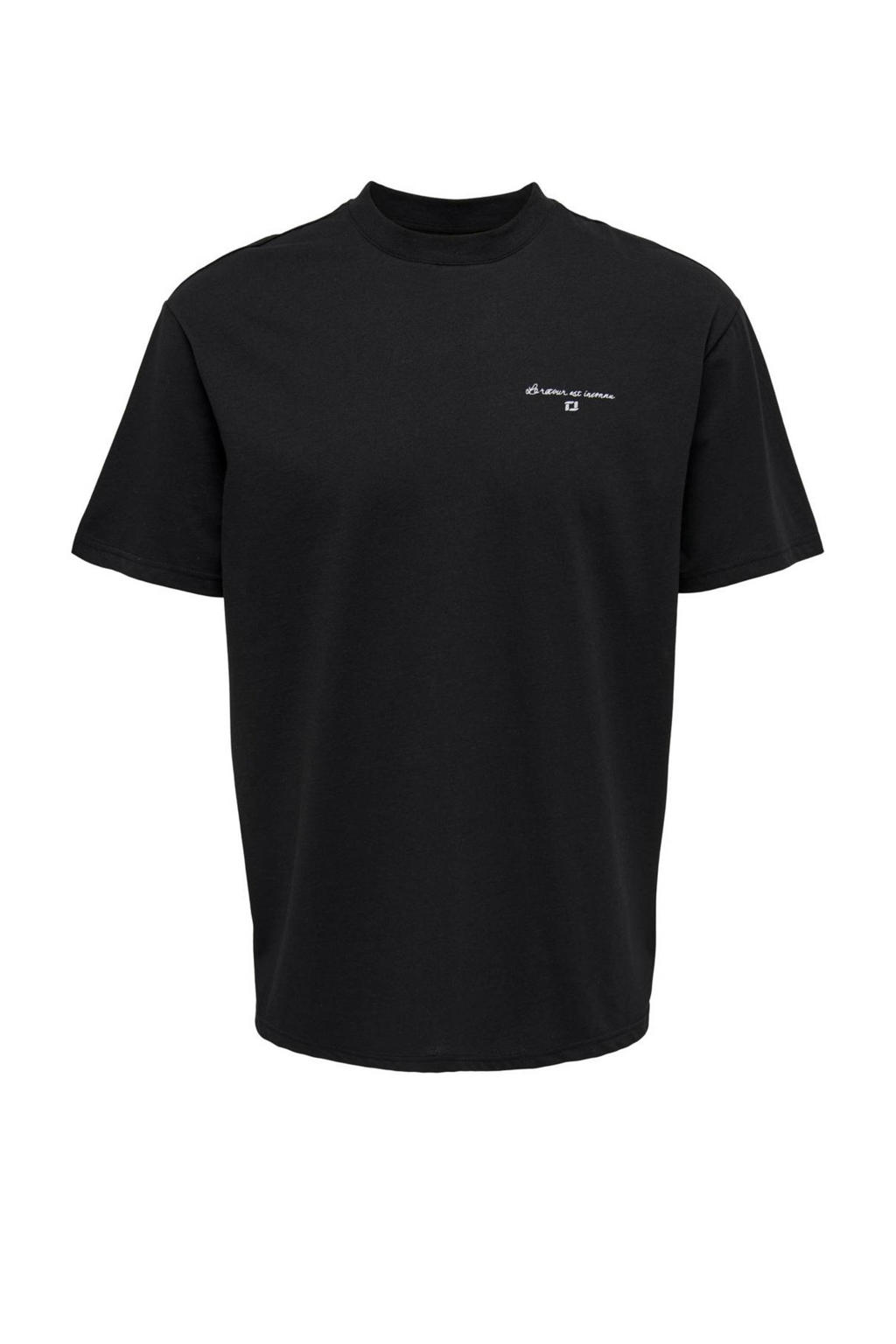 ONLY & SONS regular fit Tshirt ONSLAYNE met backprint black wehkamp