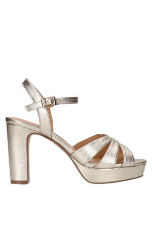 leren sandalettes goud