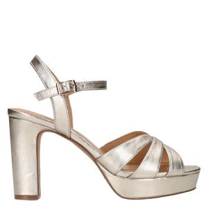 leren sandalettes goud