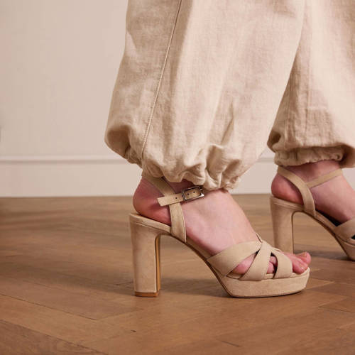 Manfield suède sandalettes beige afbeelding