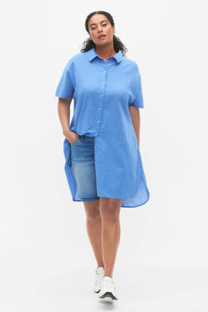blouse VFLEX met linnen blauw