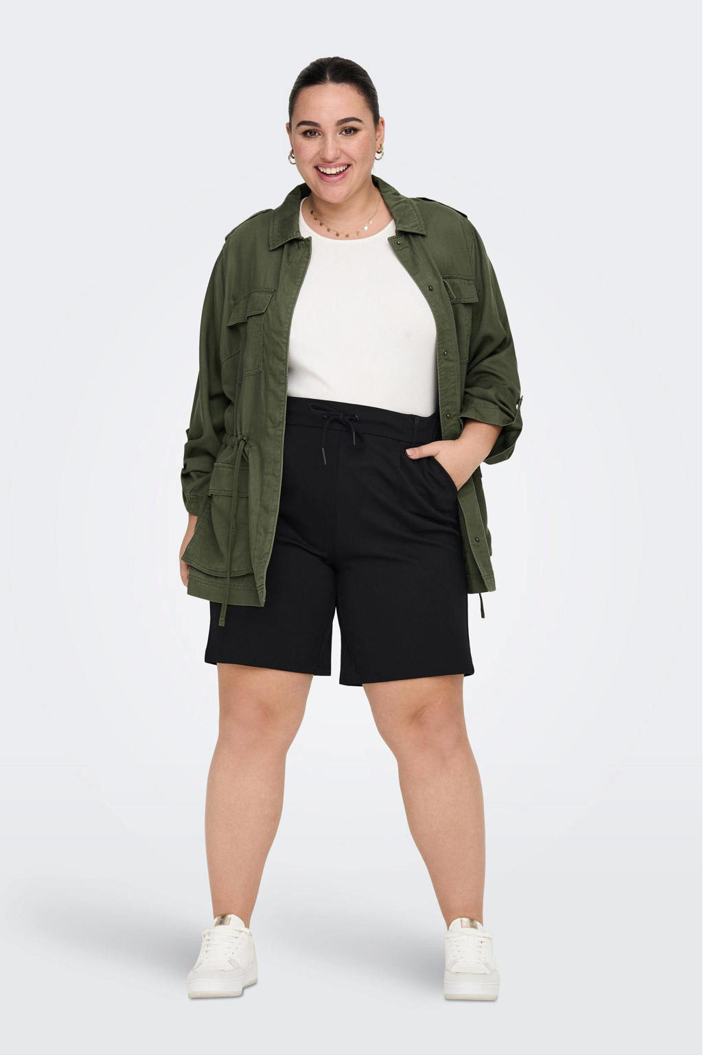 ONLY CARMAKOMA regular fit pantalon CARGOLDTRASH zwart