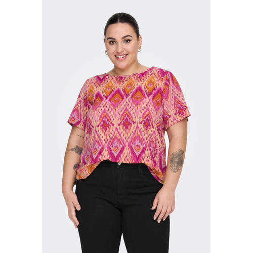 ONLY CARMAKOMA geweven top CARVICA roze oranje