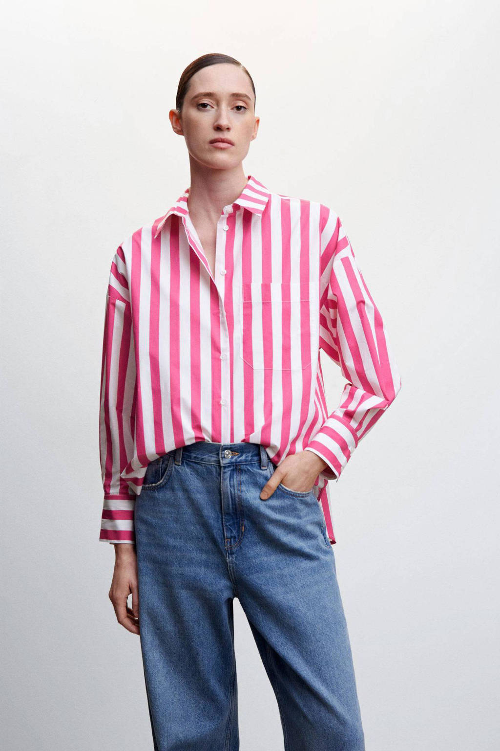 Verlichting Tropisch waarschijnlijkheid Mango gestreepte blouse roze/wit | wehkamp