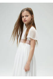 thumbnail: Mango Kids maxi A-lijn jurk met kant wit/roze