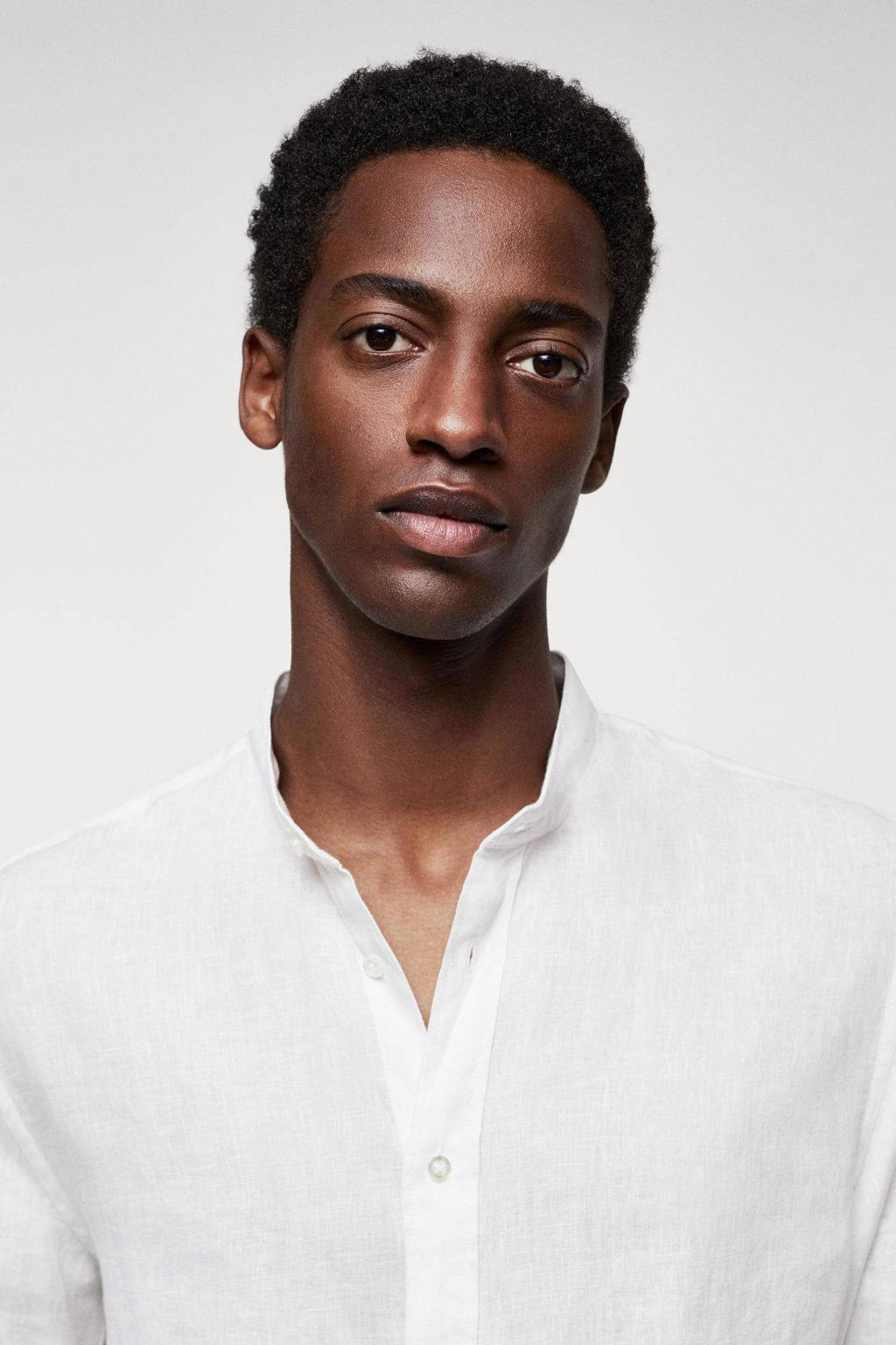 Mango Man linnen slim fit overhemd wit wehkamp