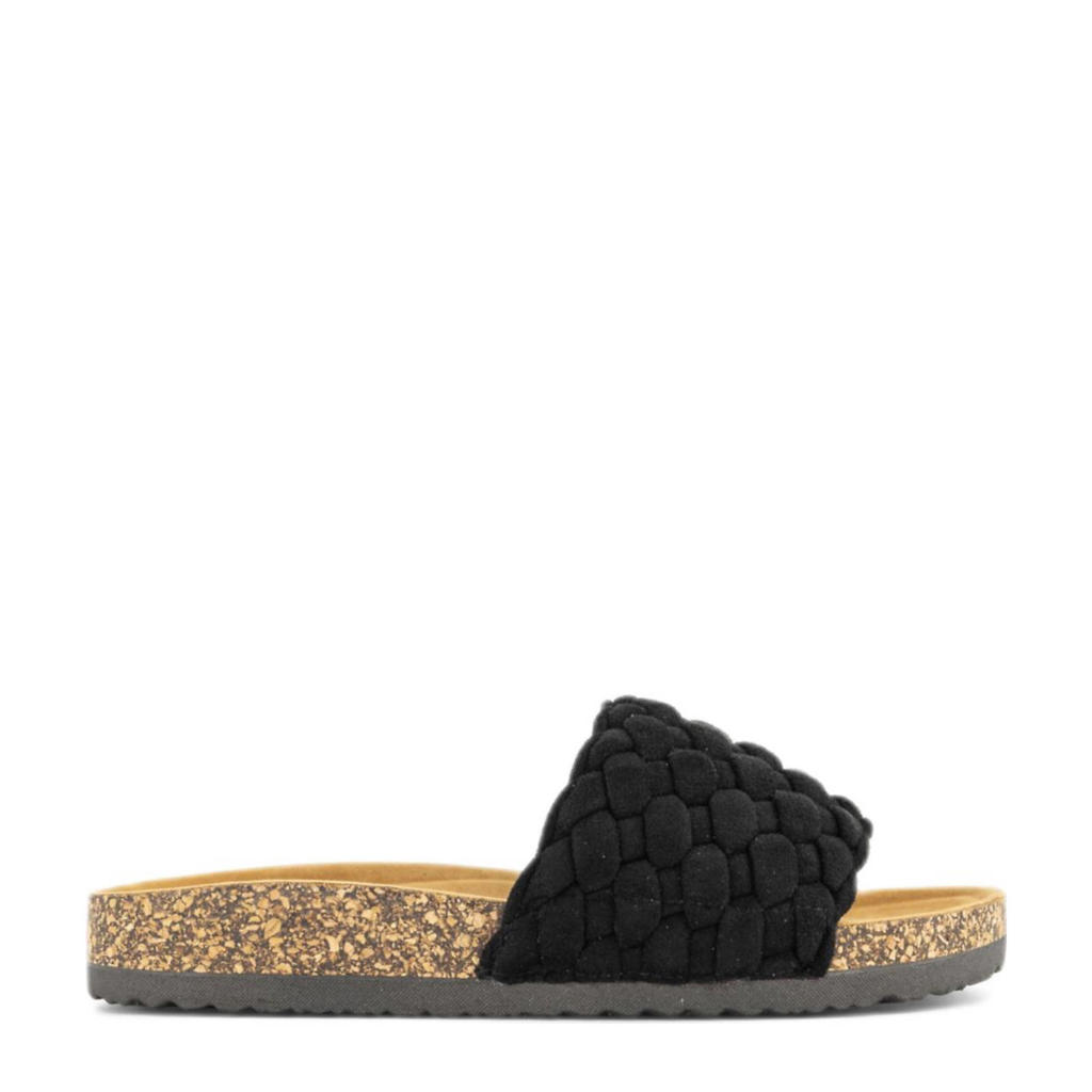 Zwarte dames Easy Street slippers van textiel met effen