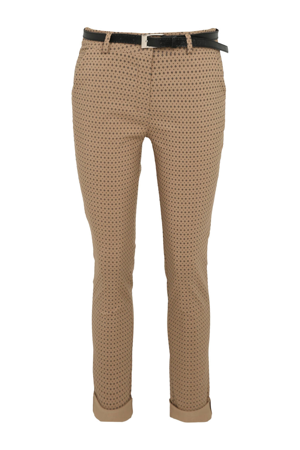 Bruine dames Cassis slim fit broek van polyester met regular waist
