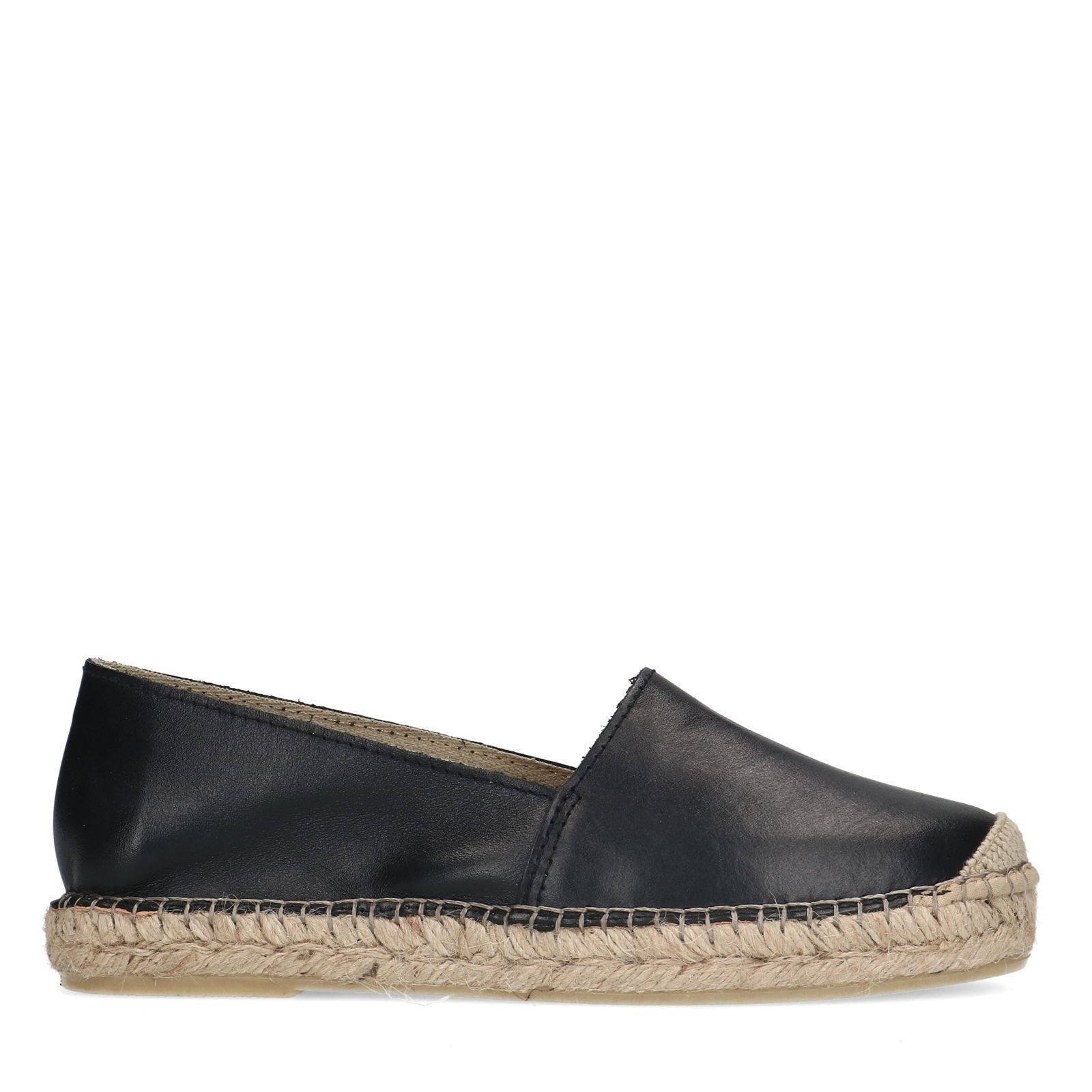 Zwarte leren best sale espadrilles dames