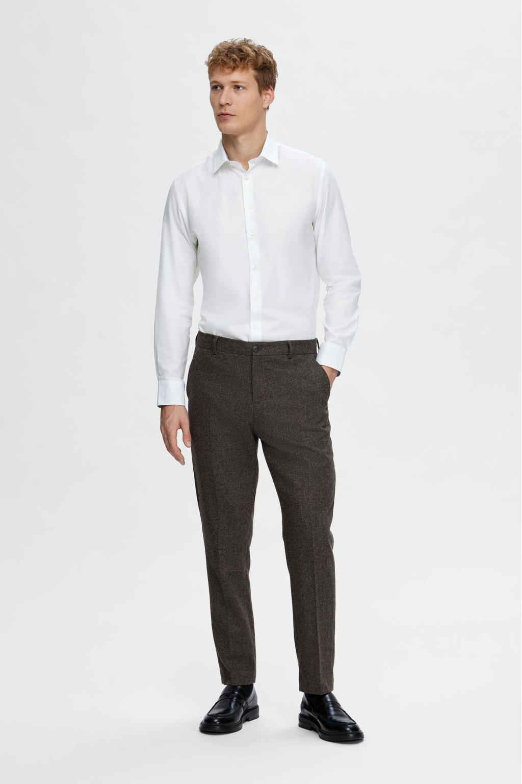 Selected slim fit overhemd SLHSLIMSOHO met all over print wit