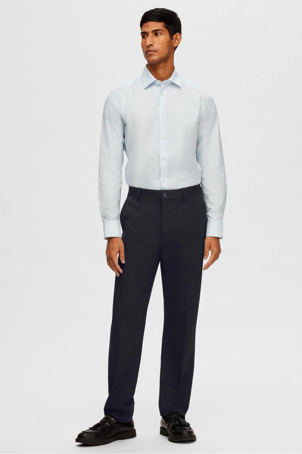 Selected slim fit overhemd SLHSLIMSOHO met all over print white