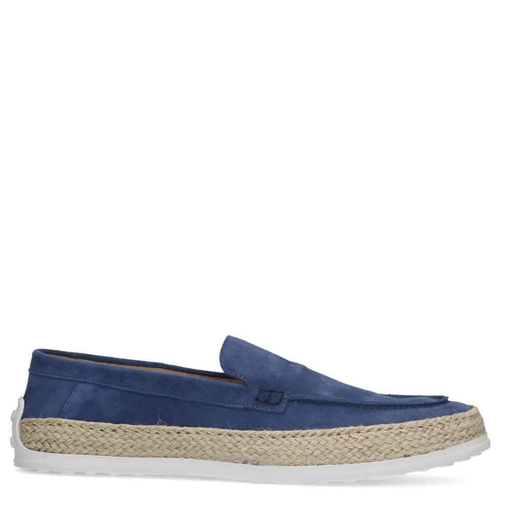 Blauwe heren Manfield suède espadrilles met plateauzool