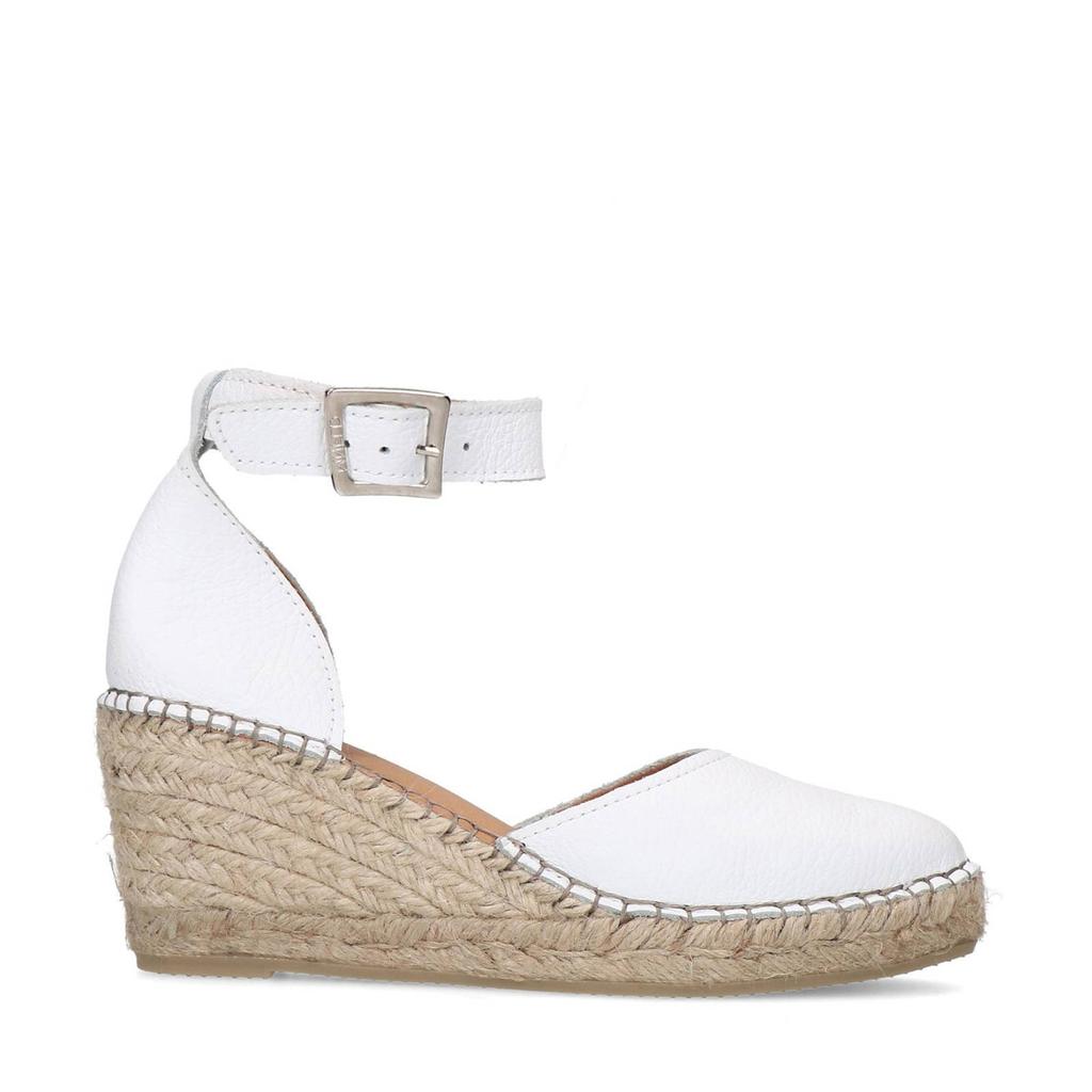 Witte dames Manfield leren espadrilles met sleehak en effen
