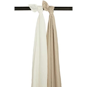 hydrofiele swaddle - Uni - Offwhite/Sand - 120x120cm (set van 2)