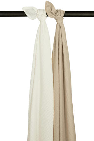 hydrofiele swaddle - Uni - Offwhite/Sand - 120x120cm (set van 2)