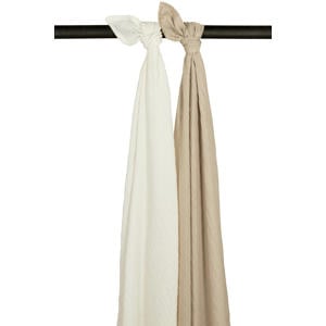 hydrofiele swaddle - Uni - Offwhite/Sand - 120x120cm (set van 2)