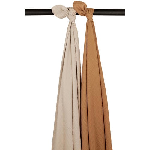 Meyco hydrofiele swaddle - set van 2 Uni - Sand/Toffee - 120x120cm afbeelding